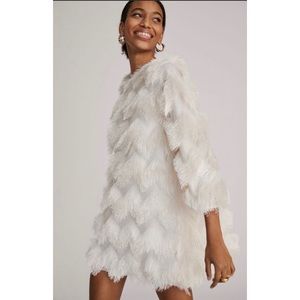 Anthropologie Fringe Shift Mini Dress